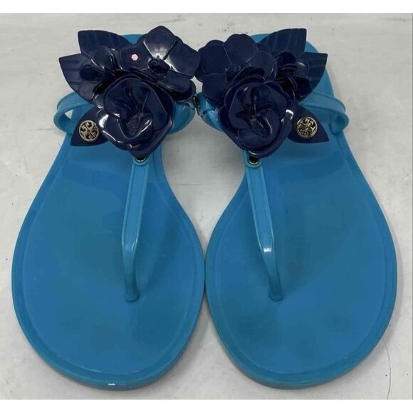 Tory Burch Blue Flower Jelly Sandals - Picture 1 of 4